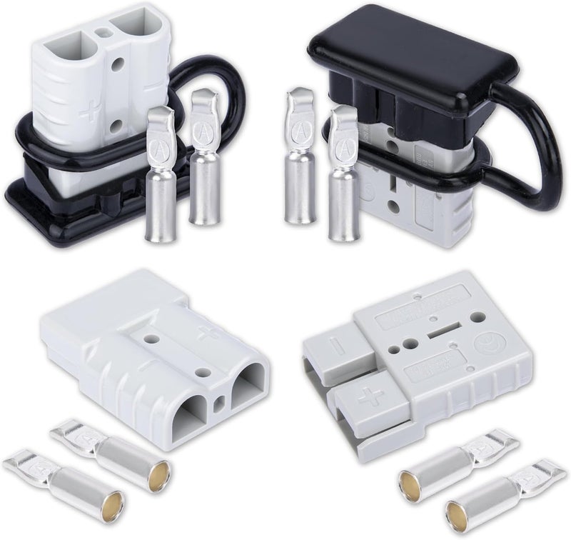 BFXM Anderson Connector 4 Pcs, 50 Amp 12-36v Batteries Quick Connect/Disconnect Plug Kit, Connectors for 6 to 12 Gauge Cables, for Car Bike ATV Winches Lifts Motors More,SB50 Grey - Image 1